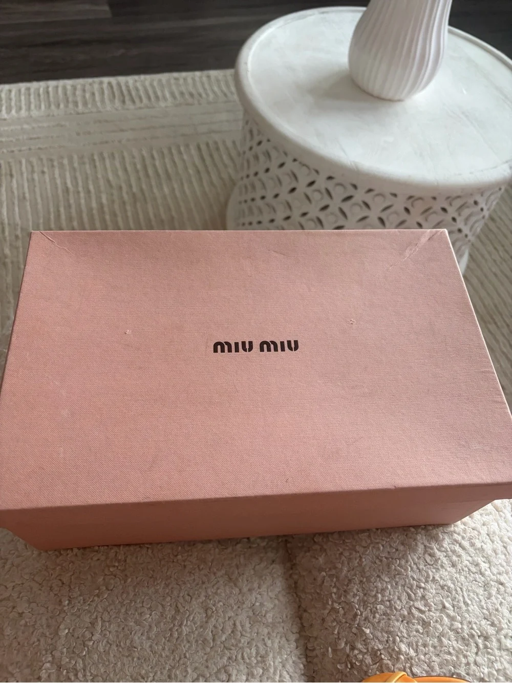 Miu Miu Orange Patent Leather Wedge Sandals with Gold Grommets